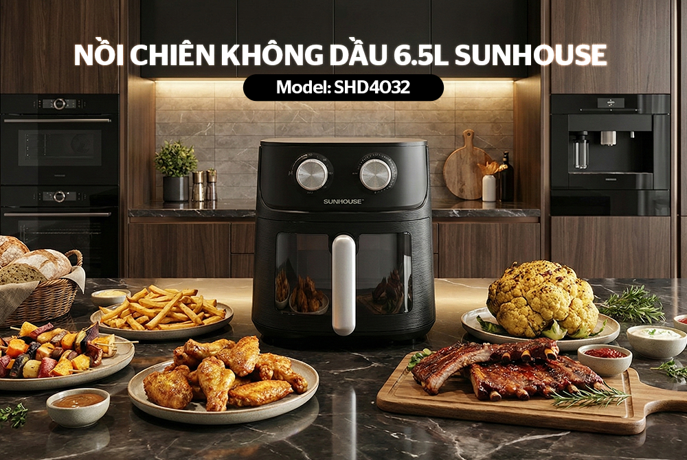 [Hàng chính hãng] Nồi chiên không dầu 6.5L Sunhouse SHD4032