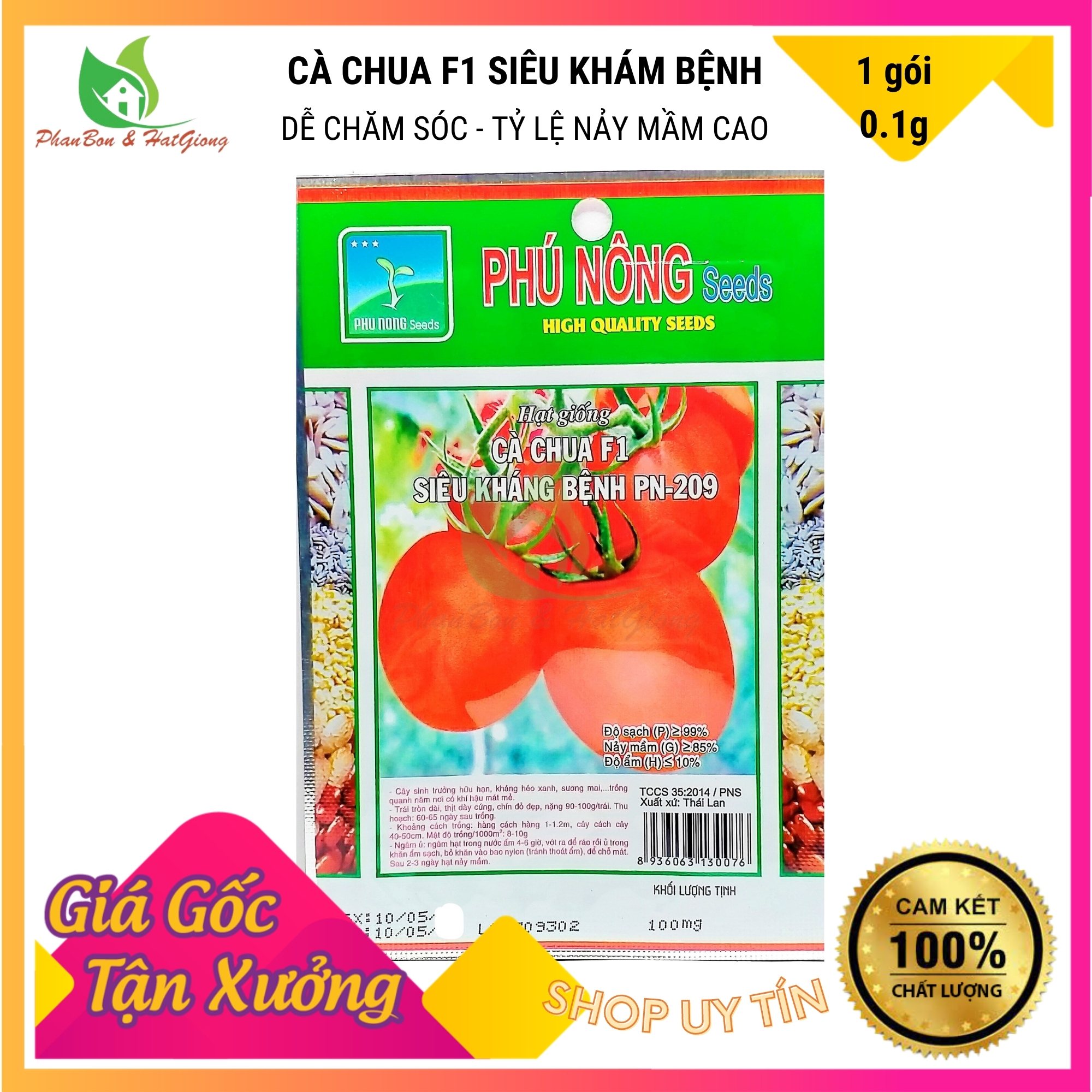 Hạt Giống Cà Chua F1 Siêu Kháng Bệnh - Phú Nông Seeds - Shop Phân Bón và Hạt Giống