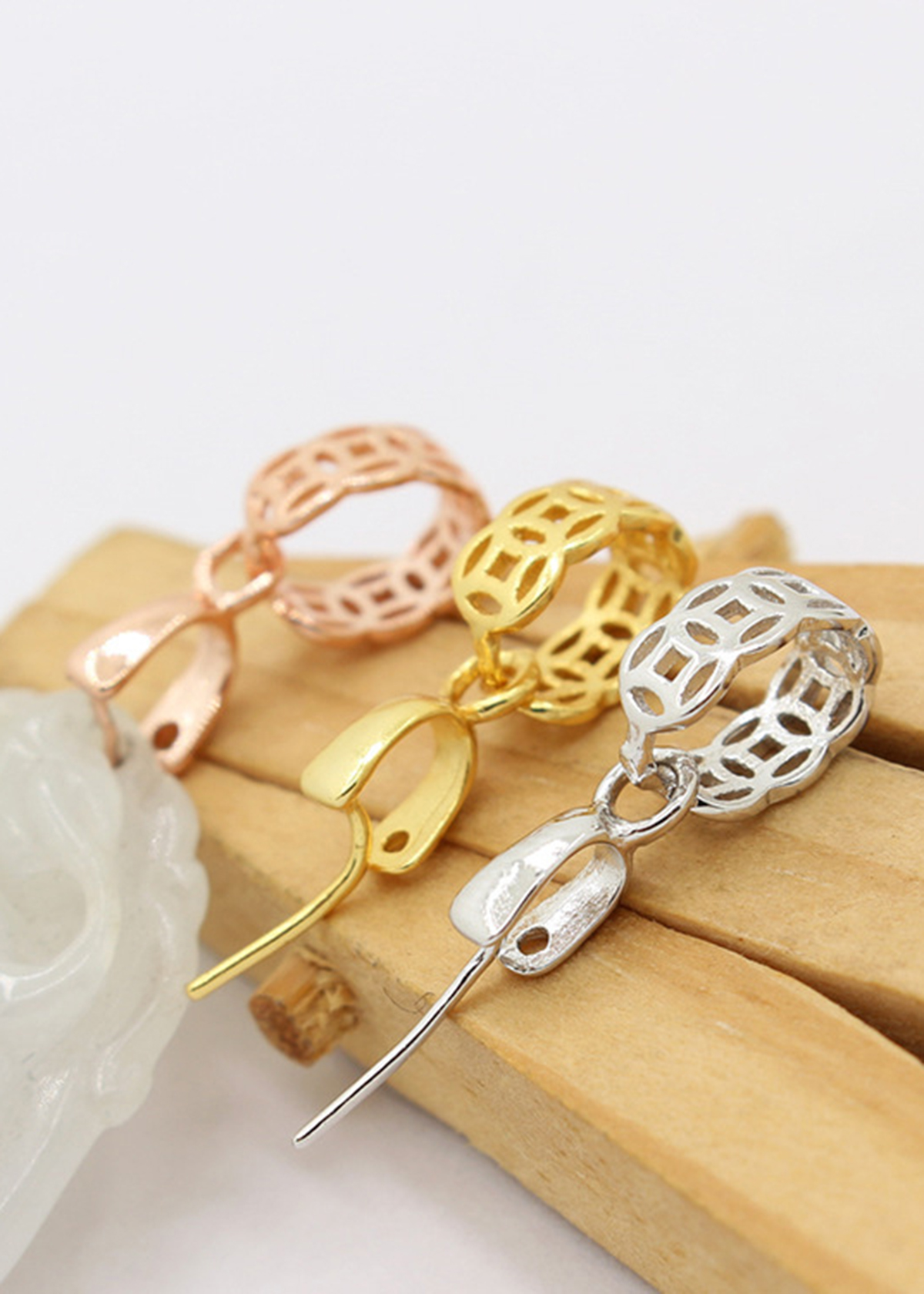 Combo 2 cái charm bạc khoen móc mặt phật, mặt tỳ hưu hình kim tiền - Ngọc Quý Gemstones