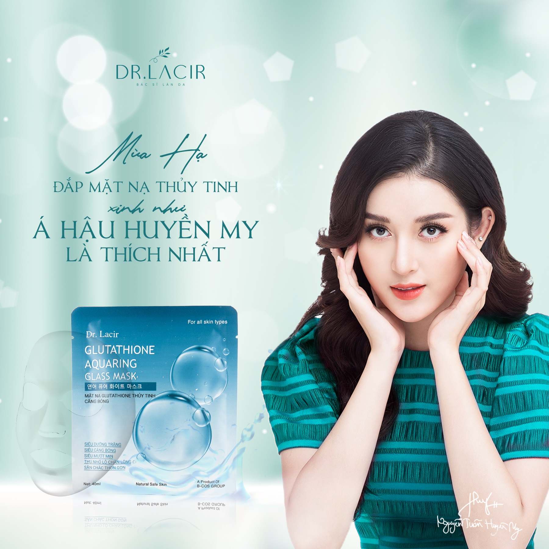 Mặt Nạ Glutathione Thuỷ Tinh Căng Bóng, Trắng Da, Mờ Nám, Giảm Nhăn - Dr. Lacir - Chính Hãng Hàn Quốc Khóa M