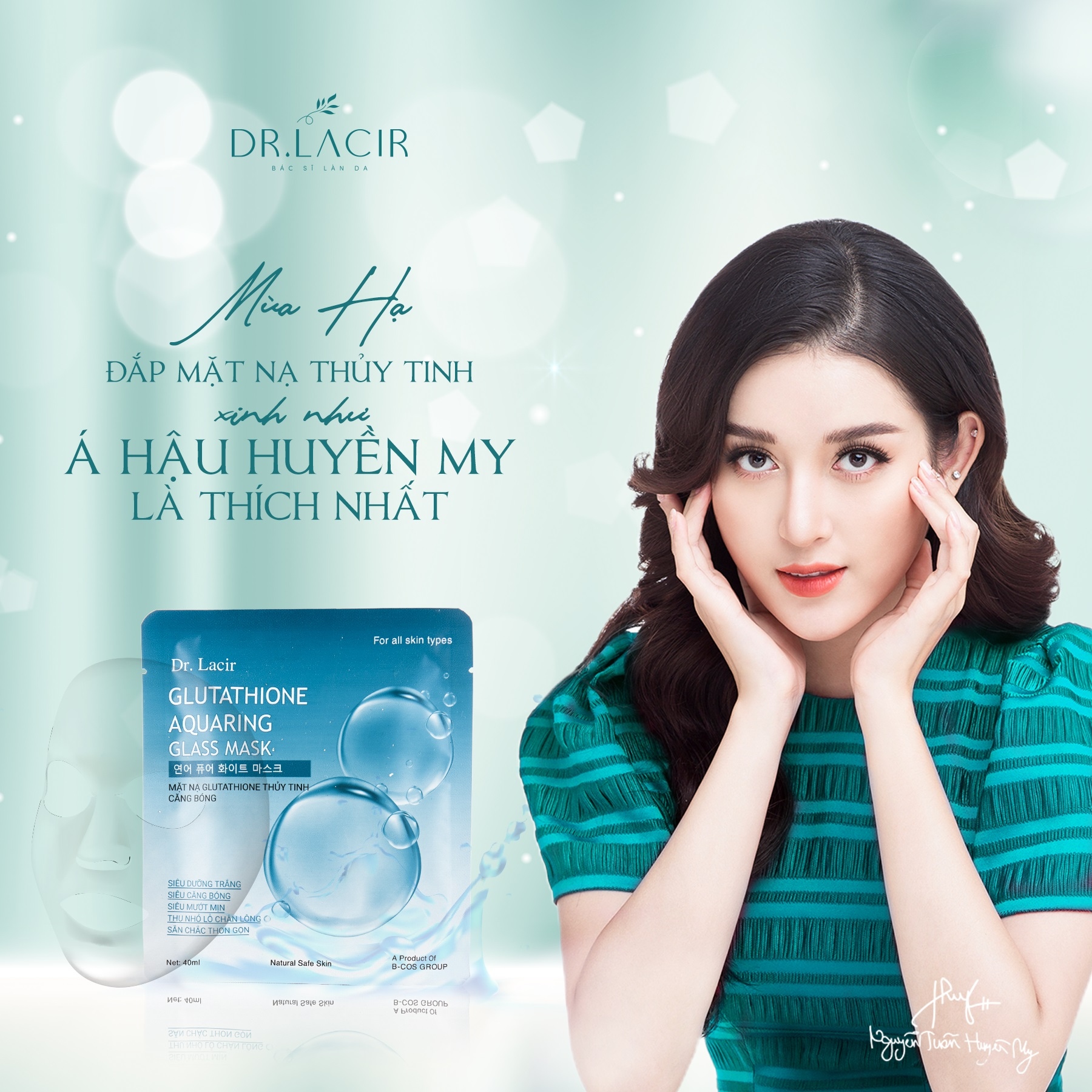 Mặt Nạ Glutathione Thuỷ Tinh Căng Bóng, Trắng Da, Mờ Nám, Giảm Nhăn - Dr. Lacir - Chính Hãng Hàn Quốc Khóa  M