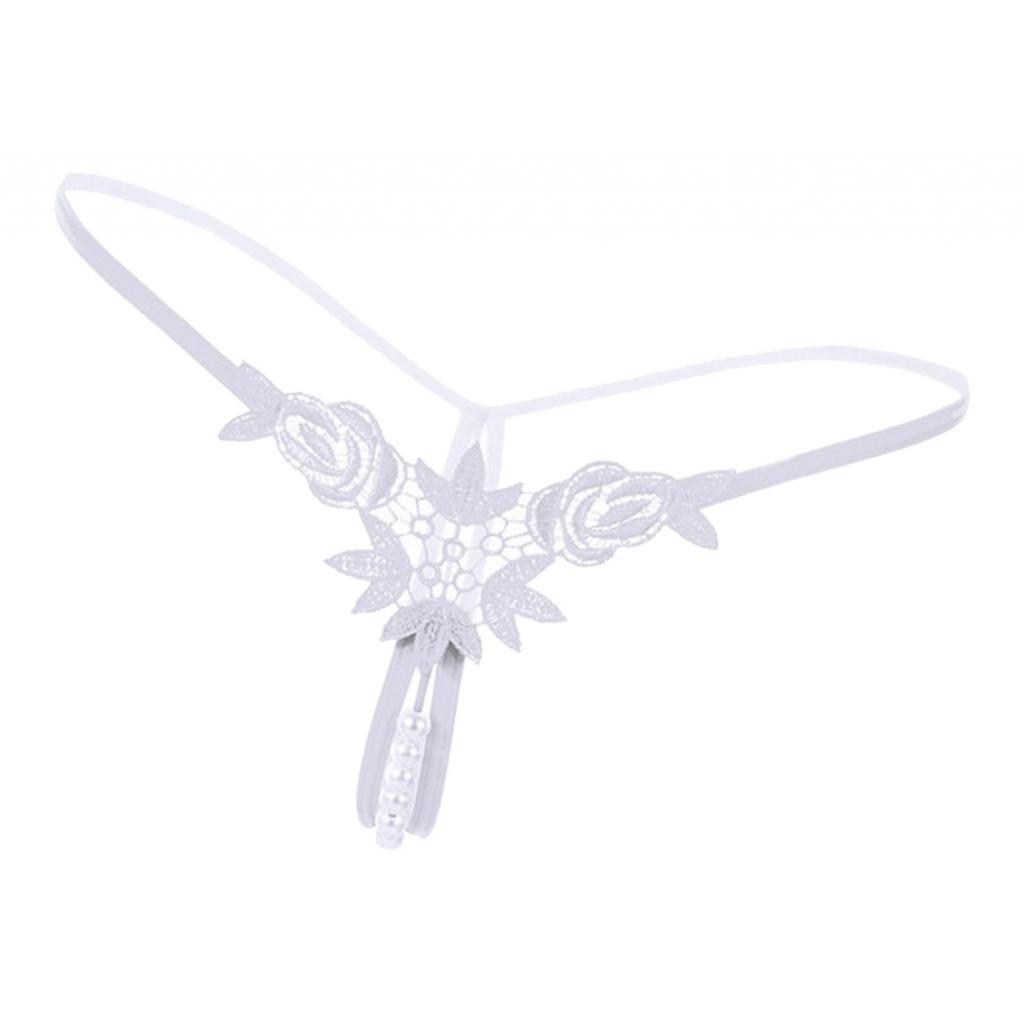 Women's Hollow Lace Panties Opening Thin Thongs Beaded Massage Strings Panties Panties Underwear