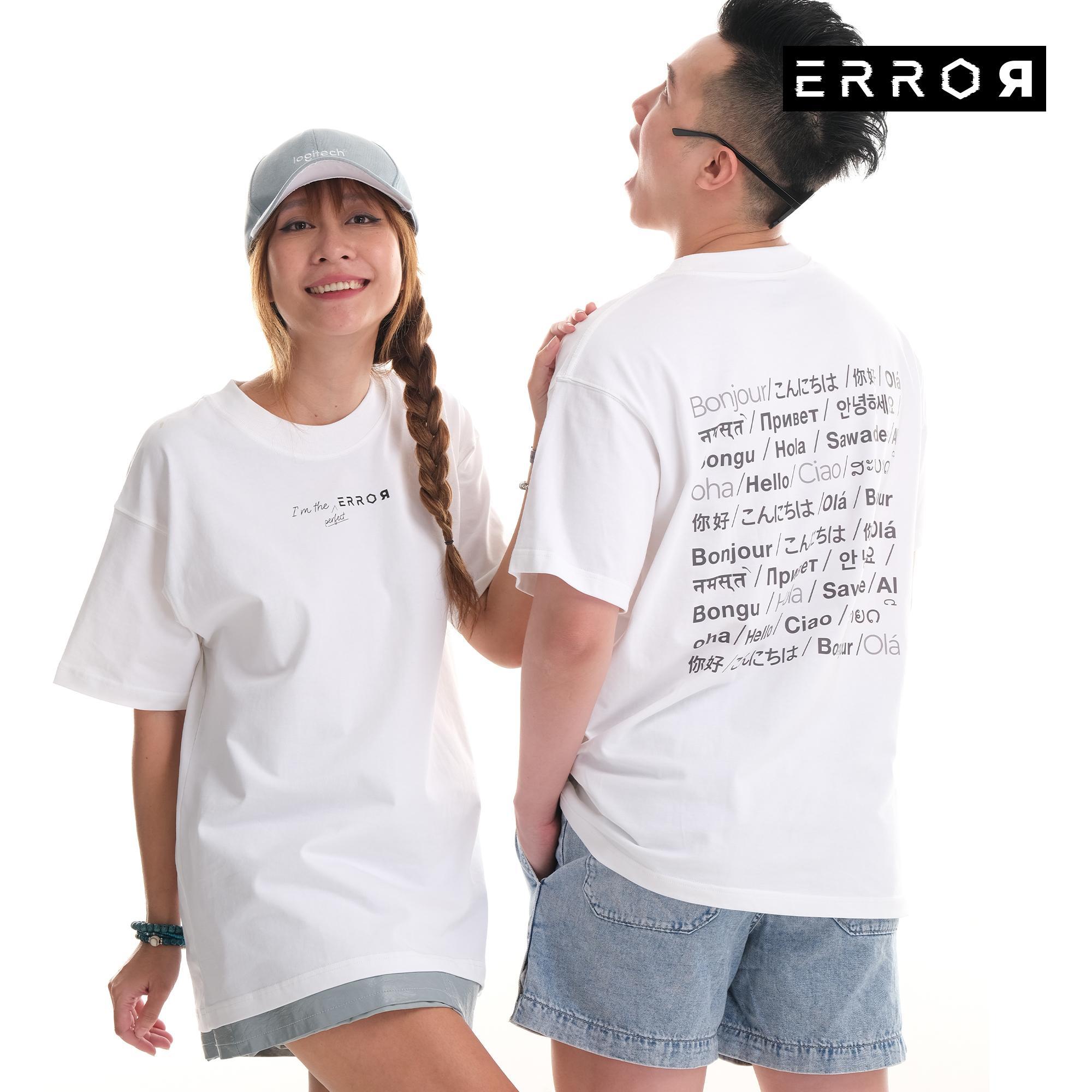 Áo Thun Oversize Nam Nữ Cặp Đôi Hello Local Brand Error Cotton Mỹ Tee Basic Màu Trắng Vải Trơn Không Xù Lông Thoải Mái