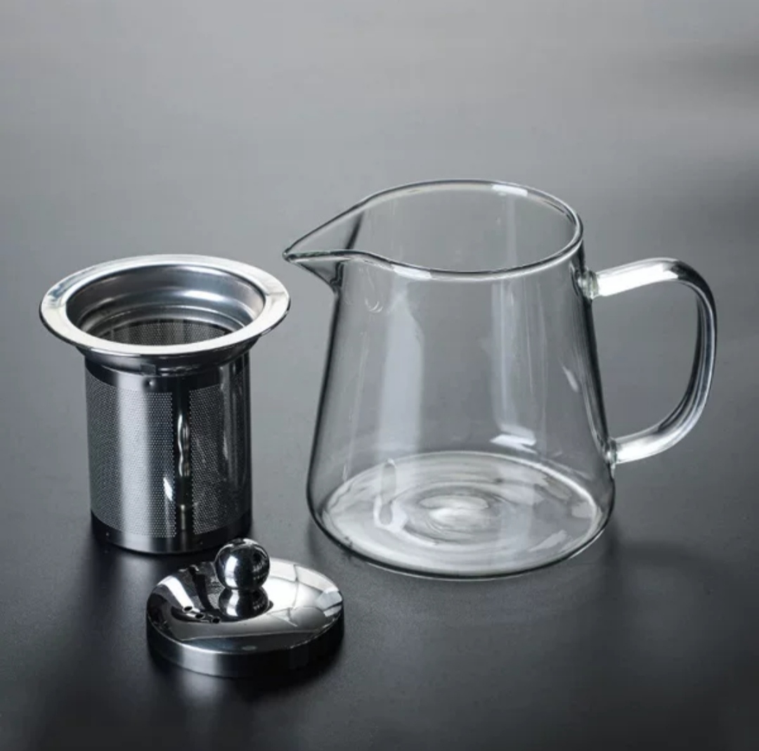 ẤM PHA TRÀ, ĐUN TRÀ THỦY TINH CHỊU NHIỆT CAO CẤP CÓ LÕI LỌC TRÀ VÀ NẮP INOX