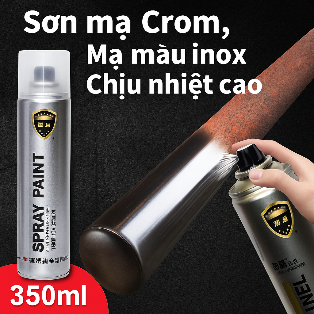 Sơn Xịt Mạ Crom Inox Sáng Bóng – Chịu Nhiệt Cao, Xịt Bô Xe, Ống Xả &amp; Kim Loại