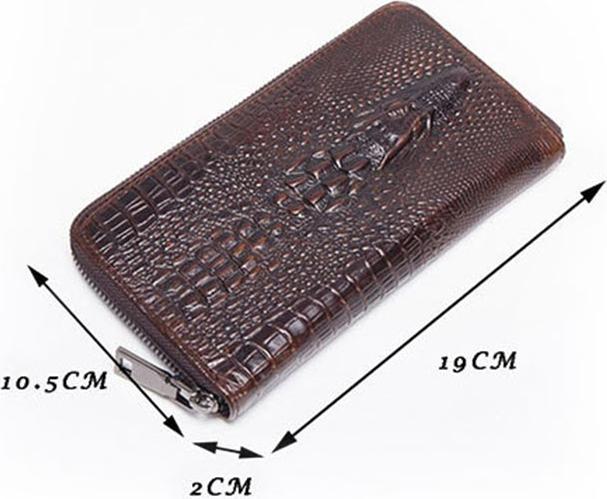 Ví cầm tay da bò vân cá sấu – BHM1232