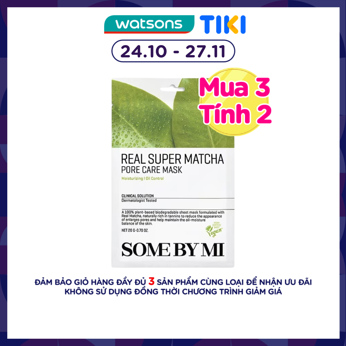 Mặt Nạ Giấy Some By Mi Chiết Xuất Trà Xanh Real Super Matcha Pore Care Mask 20g