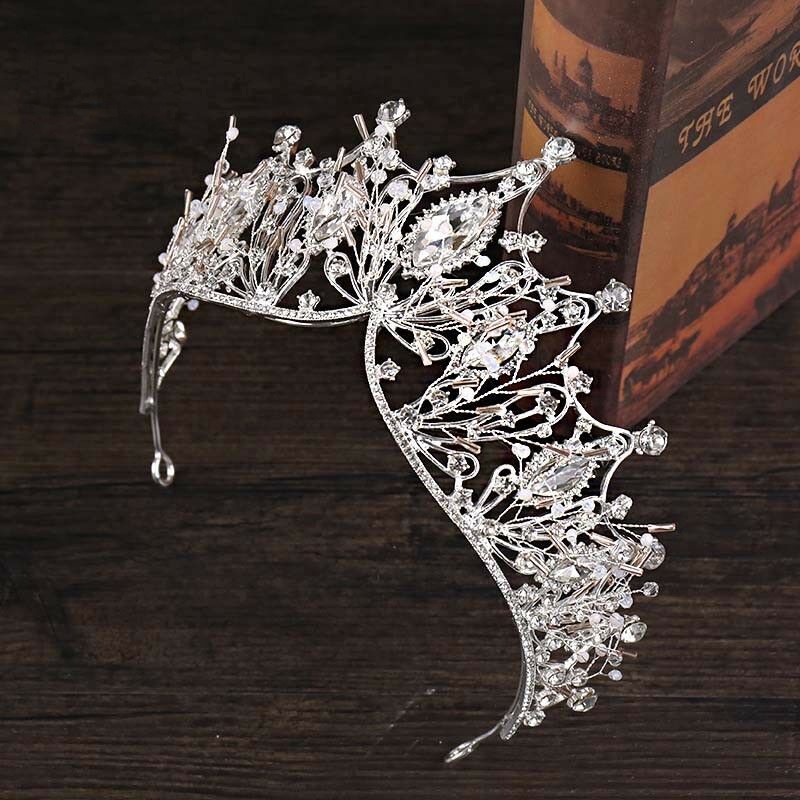 Bộ trang sức cô dâu 3 món vương miện cô dâu vòng cổ và bông tai đính đá tinh tế sang trọng