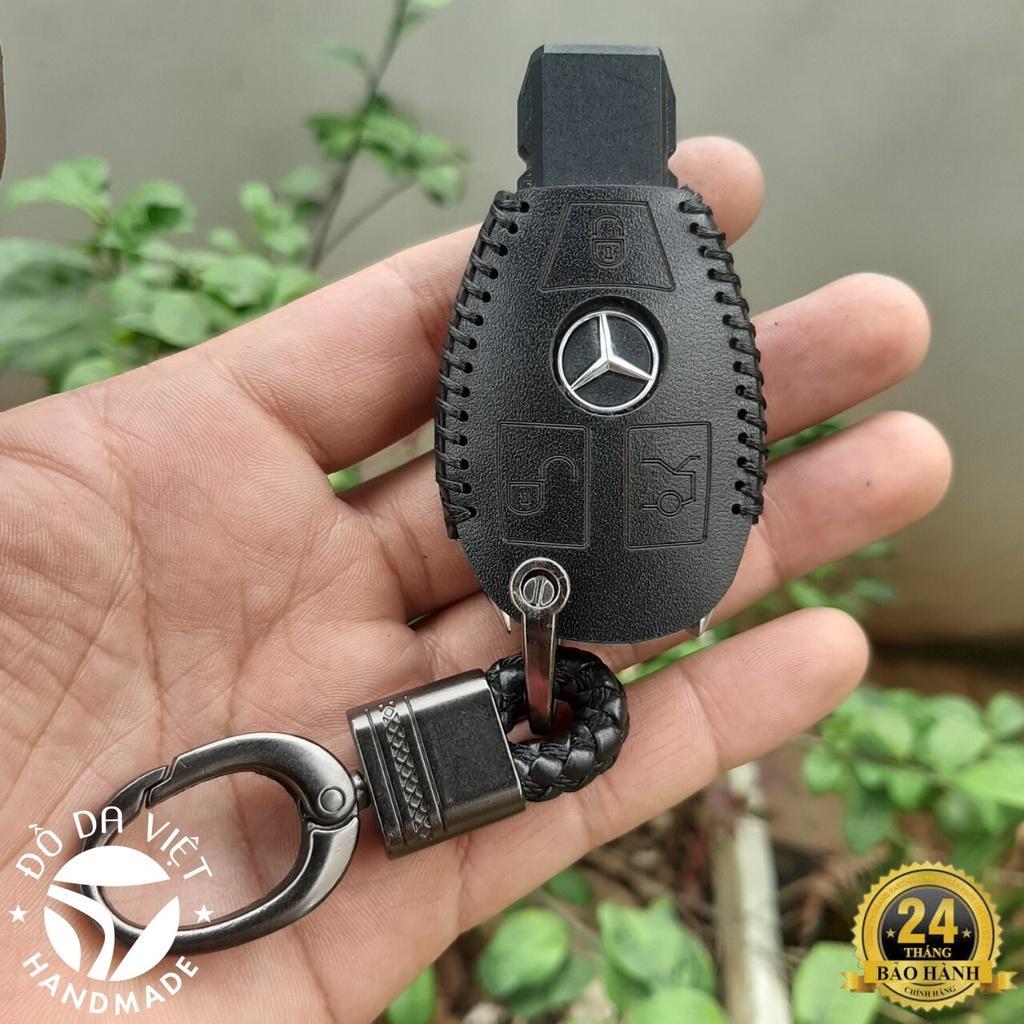 Bao da chìa khoá Mercedes C class, E class, GLK, GLC, ML ... chìa mec bằng da bò, bảo hành 24 tháng, nhiều mầu