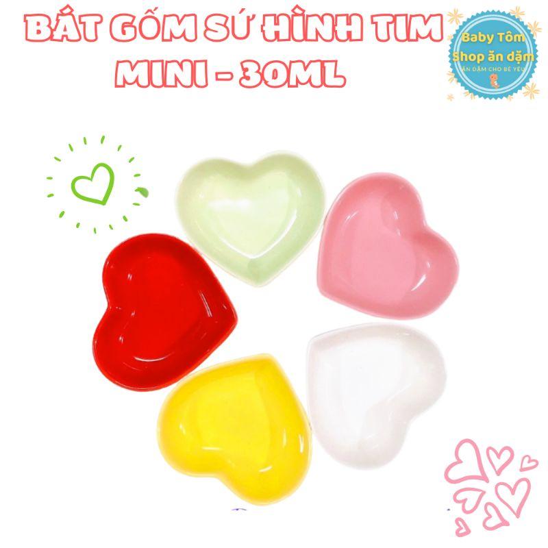 Bát gốm sứ ăn dặm mini hình TRÁI TIM - 30ml