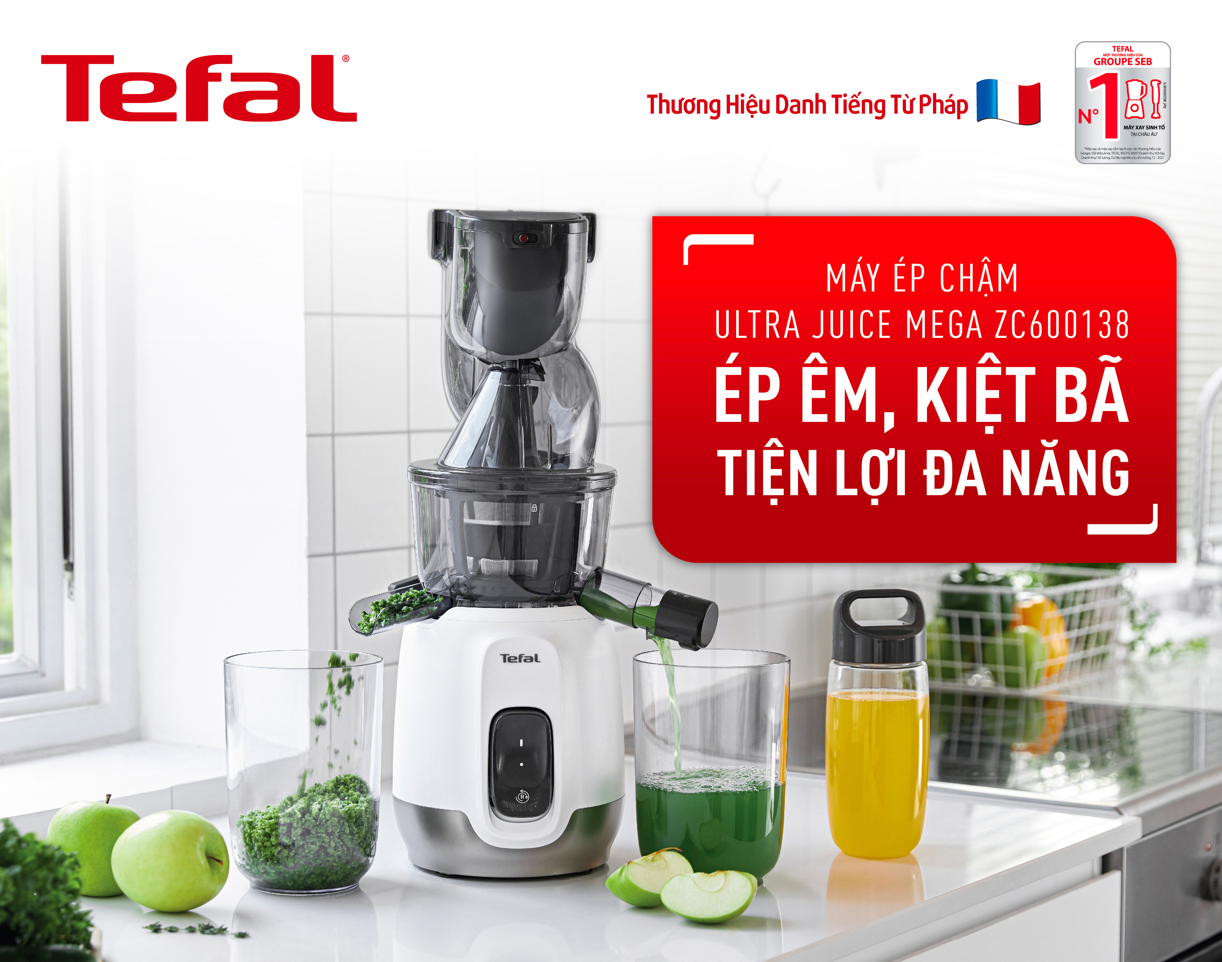 Máy ép chậm trái cây Tefal ZC600138 - Hàng chính hãng