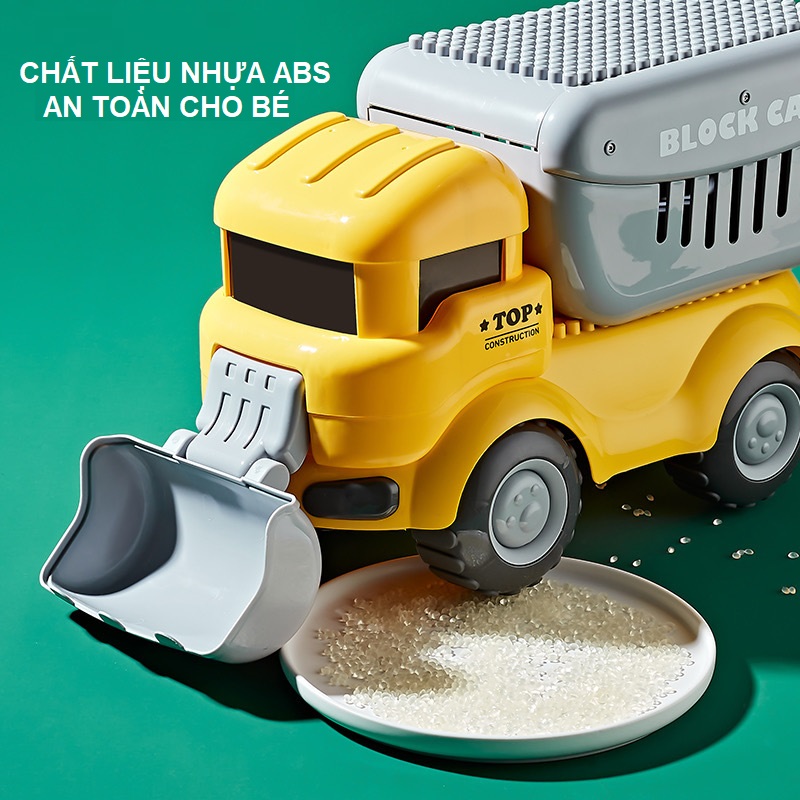 Xe ô tô đồ chơi khủng long vịt máy xúc chở 124 chi tiết lego cho bé trai gái lắp ráp sáng tạo, quà tặng sinh nhật cho bé