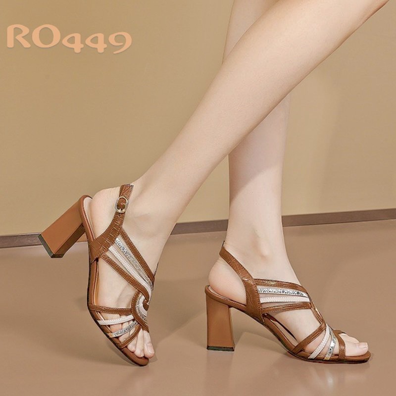 Sandal nữ quai đan mảnh cao cấp ROSATA RO449 cao 7p - Đen, Nâu - HÀNG VIỆT NAM - BKSTORE