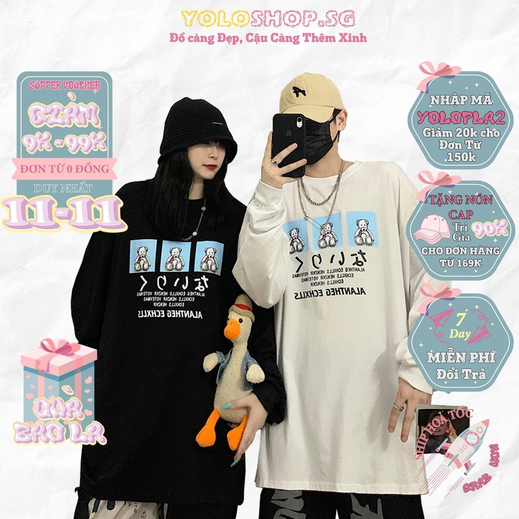 Áo thun dài tay GẤU ALANTHEG phông Unisex nam nữ tee oversize form rộng pull Ulzzang Streetwear Hàn Quốc vải mềm