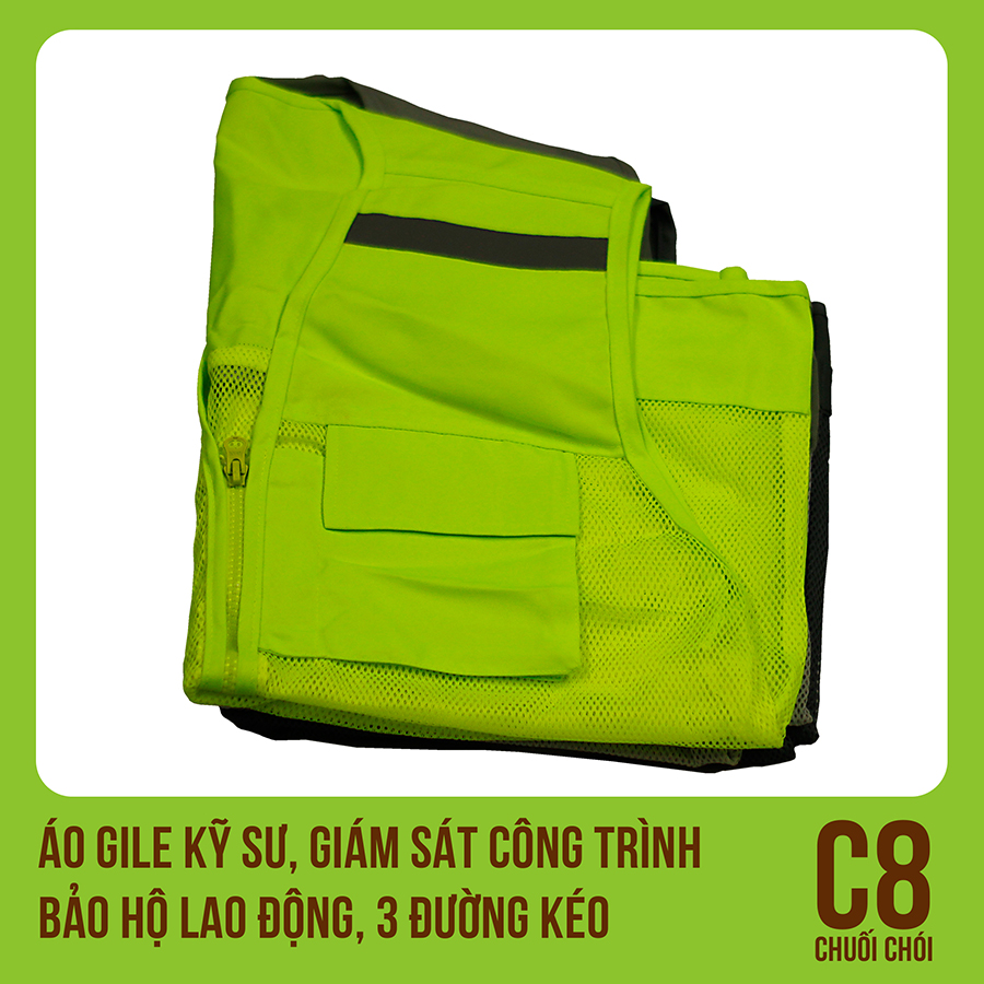 Áo Gile Kỹ Sư, Giám Sát Công Trình, Bảo Hộ Lao Động, 3 Đường Kéo - Mã C8 (Chuối Chối)