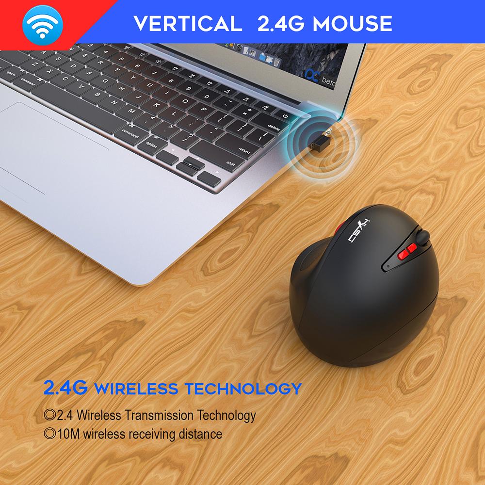 HXSJ 7D Wireless Mouse 2.4GHz Gaming Mouse Ergonomic Design Vertical Mouse 2400DPI USB Mice For Laptop PC
