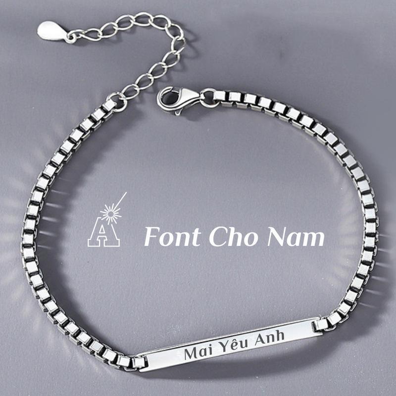 [Ghi Chú] Lắc kèm tên cặp đôi vuông nam nữ Khắc Tên theo yêu cầu thuần Việt có sẵn