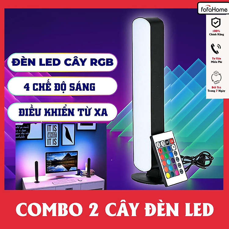 Combo 2 Cây Đèn LED RGB Mới Nhất 2024 Tuỳ Chỉnh Đứng Nằm Trang Trí Bàn Làm Việc Ô tô Cực Kì Đẹp Có Điều Khiển