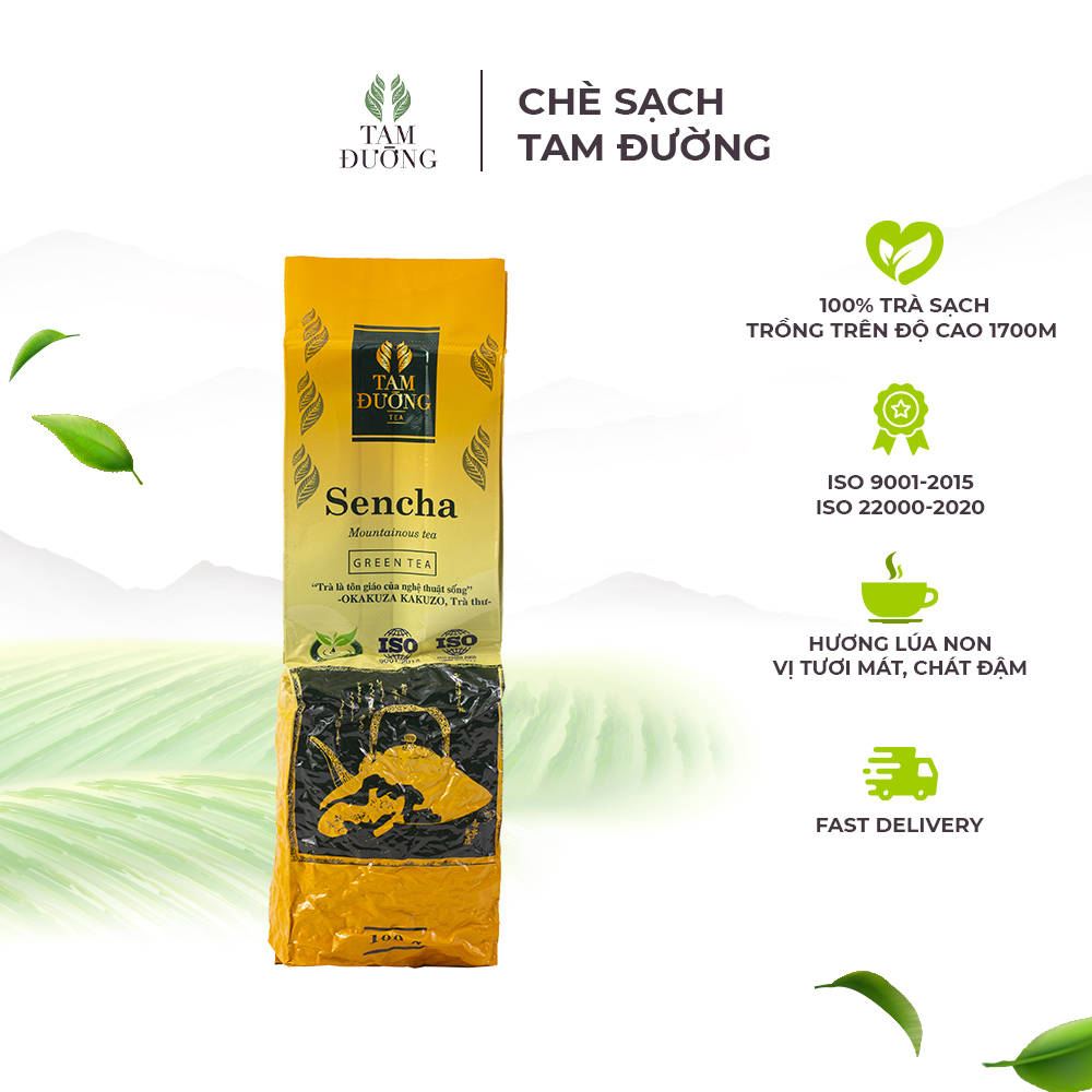 Trà Sạch Sencha Chính Hiệu Tam Đường Hương Lúa Non, Vị Chát Đậm Tươi Mát - Túi Hút Chân Không
