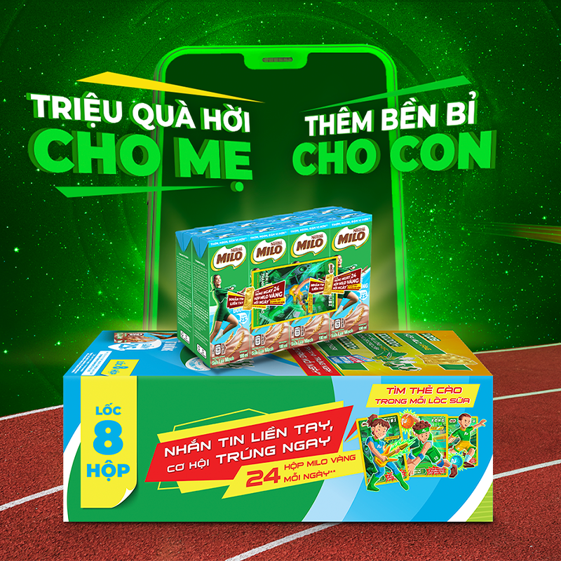[Tặng túi chần bông] Thùng 48 hộp sữa lúa mạch Nestlé MILO Ít đường 180ml