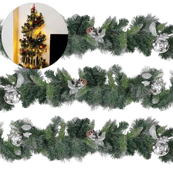 Dây Trang Trí Noel 3 Loại Lá Lăn Kim Tuyến Bạc 210 cm - Chaang Chiia LP-G10-3LL-SD