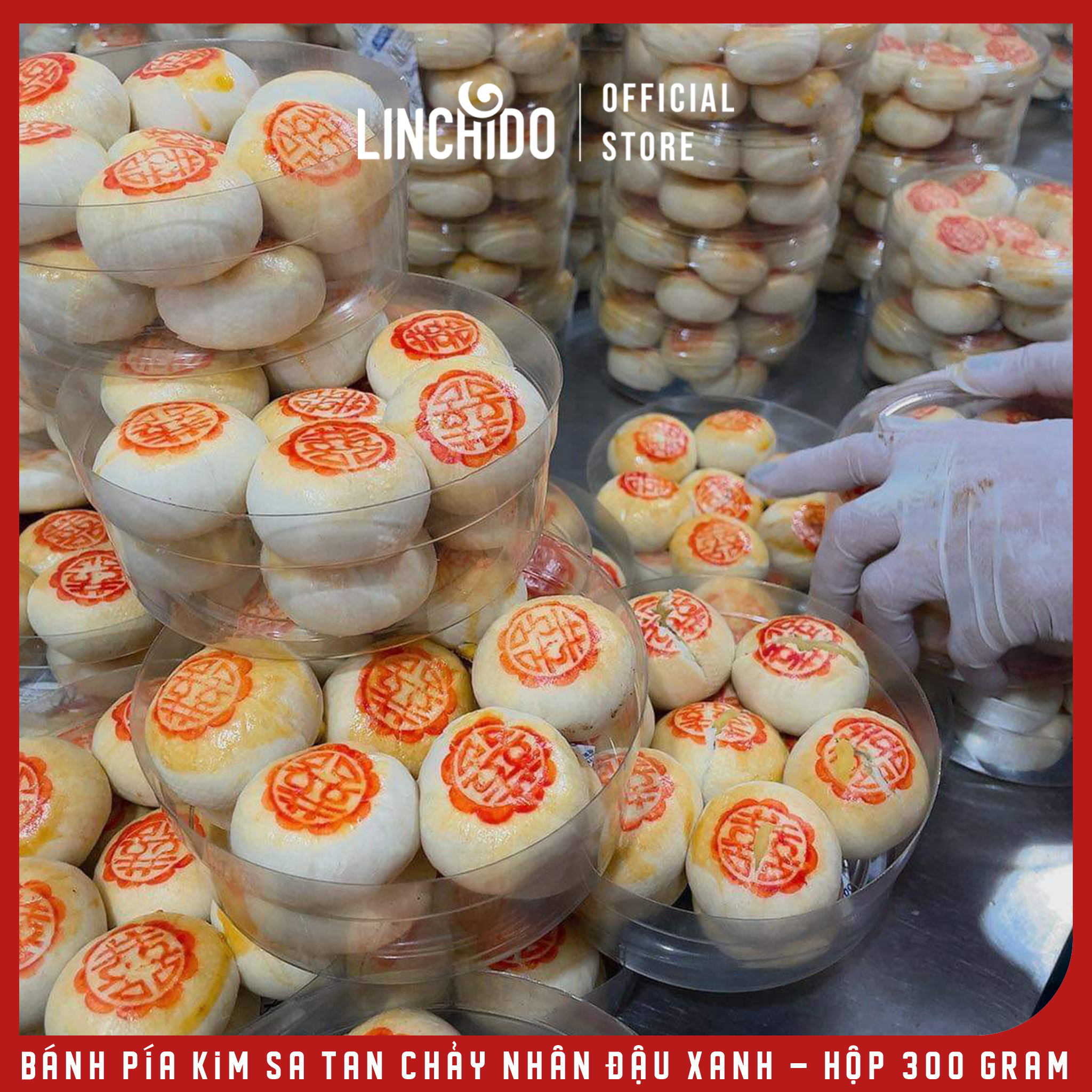 Bánh pía kim sa tan chảy nhân đậu xanh - Hộp 300 Gram