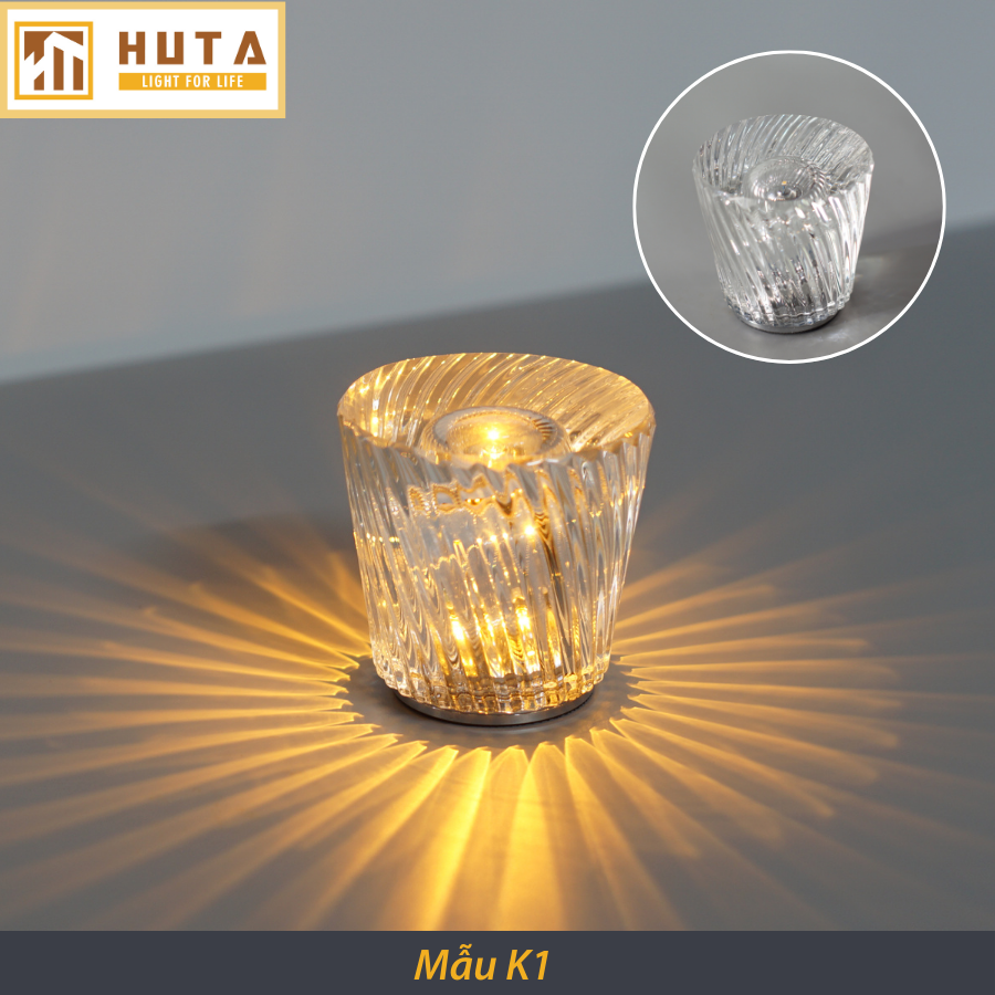 Đèn Bàn Led Quầy Bar HUTA PLCOC Cao Cấp Sang Trọng Pin Sạc Tích Điện, Ánh Sáng Vàng Trang Trí Bàn Ăn, Nhà Hàng, Lounge, Sự Kiện