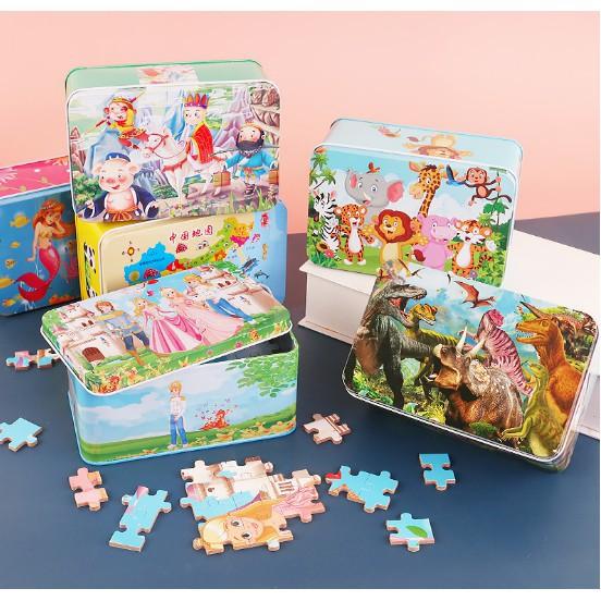 CHỌN MẪU Đồ chơi tranh ghép 200 miếng Puzzle hộp sắt cao cấp cho bé