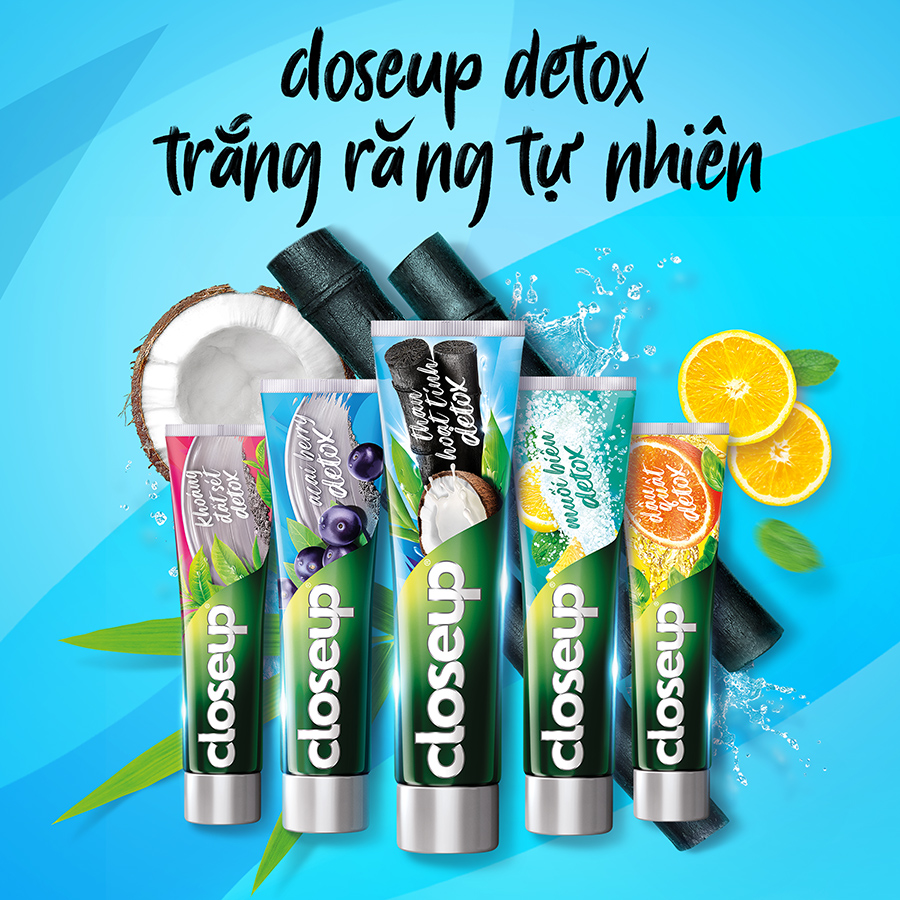 Combo 3 Kem đánh răng Closeup Trắng Răng Tự Nhiên Muối Biển Detox 230 g