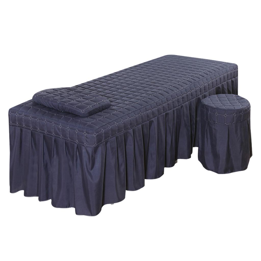 Beauty Linen Set Face Table Bed Skirt Pillowcase Stool Cover for Massage Beds