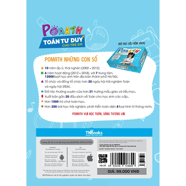 Sách PoMath - Toán Tư Duy Cho Trẻ Em 4-6 Tuổi - Tặng kèm bộ Bookmark.