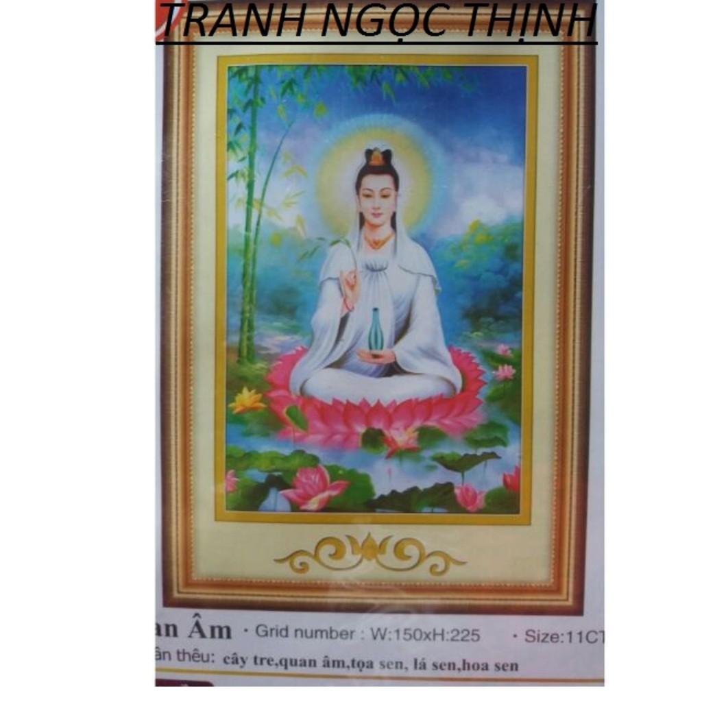 Tranh thêu chữ thập Phật quan âm AL53400- 45x62cm--Kho Tranh Đồng Nai
