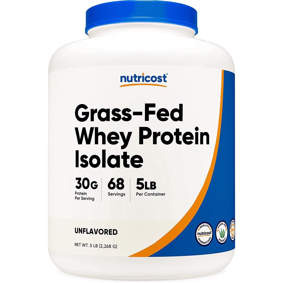 Nutricost Grass Fed Whey Protein Isolate Bổ Sung Đạm Whey Sạch Giúp Phát Triển Cơ Bắp 5Lbs (61 Lần Dùng)