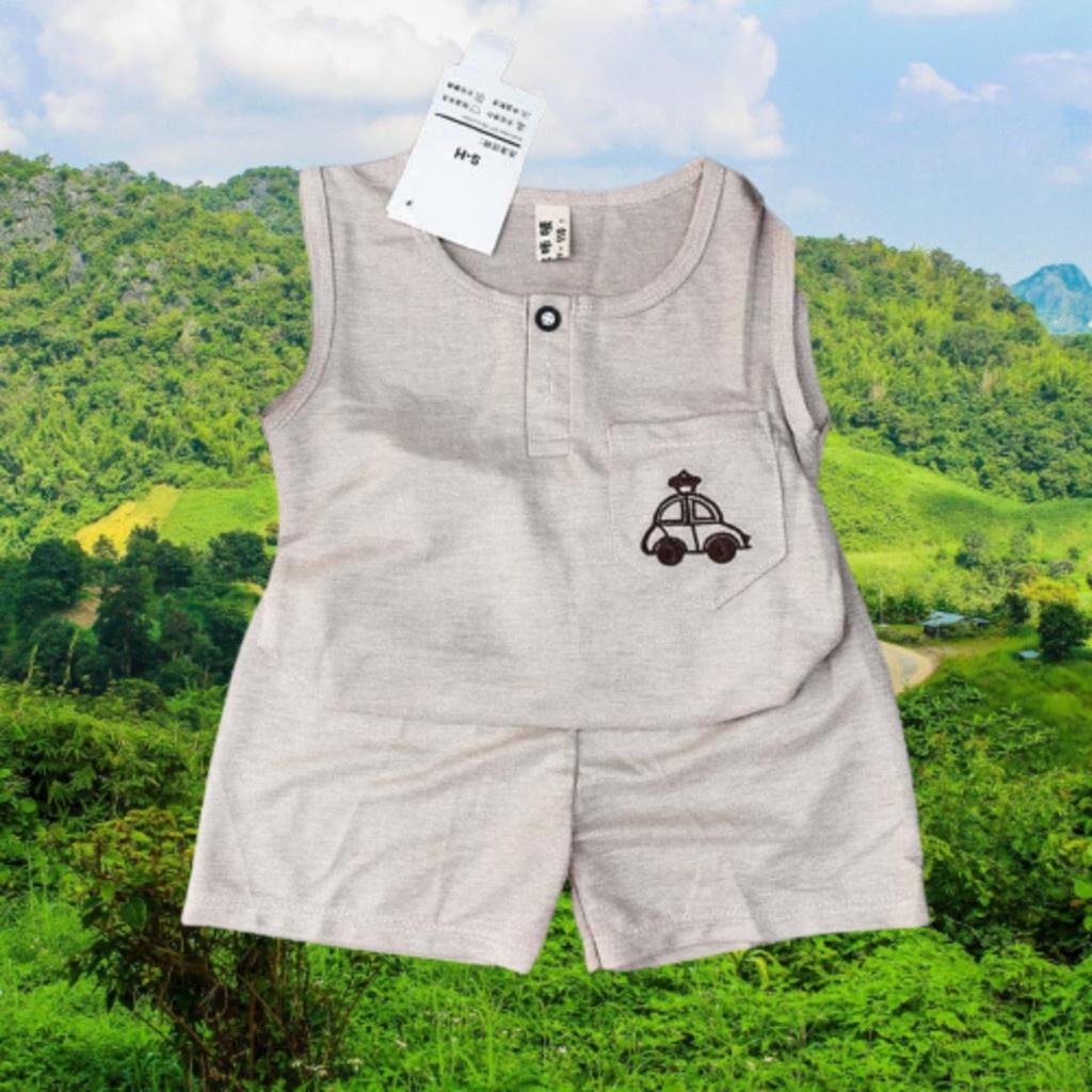 Bộ Ba Lỗ Sát Nách Túi In Ô Tô Cho Bé Trai Bé Gái Mặc Đều Xinh Chất Thun Lạnh VyVykids
