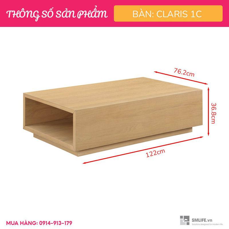 Bàn sofa gỗ sồi hình chữ nhật có hộc kéo sang trọng SMLIFE Claris 1C | D122,0 x R76,2 x C36,8cm | gỗ Cao Su và Veneer Sồi