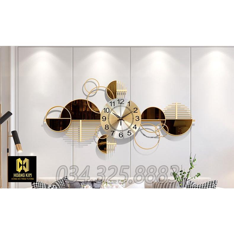 Đồng hồ treo tường đồng hồ trang trí decor phong cách Châu Á Hiện Đại size 96x46cm