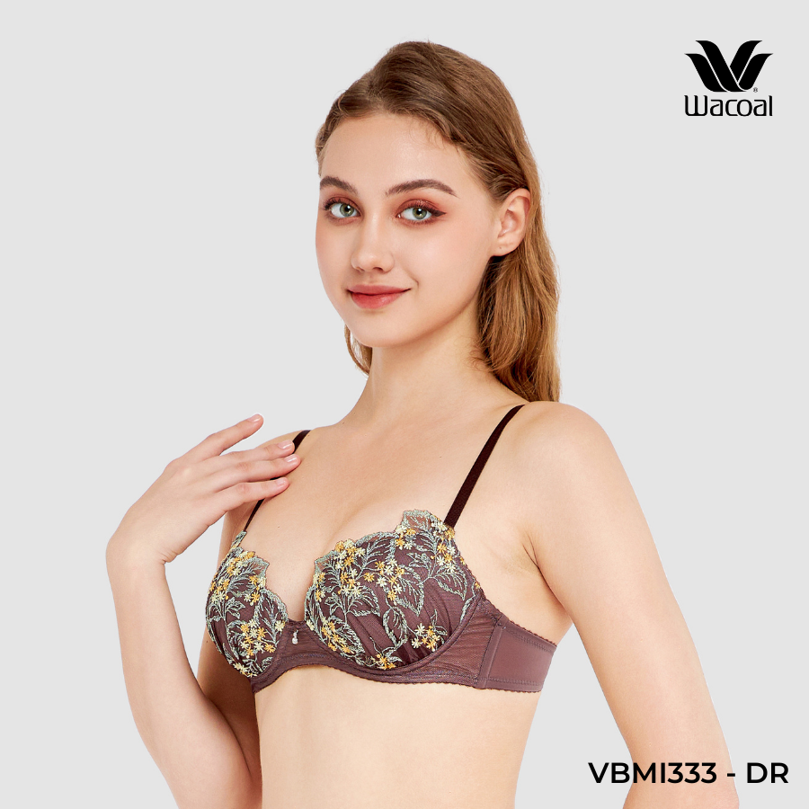 Áo lót Wacoal không gọng, nâng vừa, ren, mút đúc, dây liền VBMI333