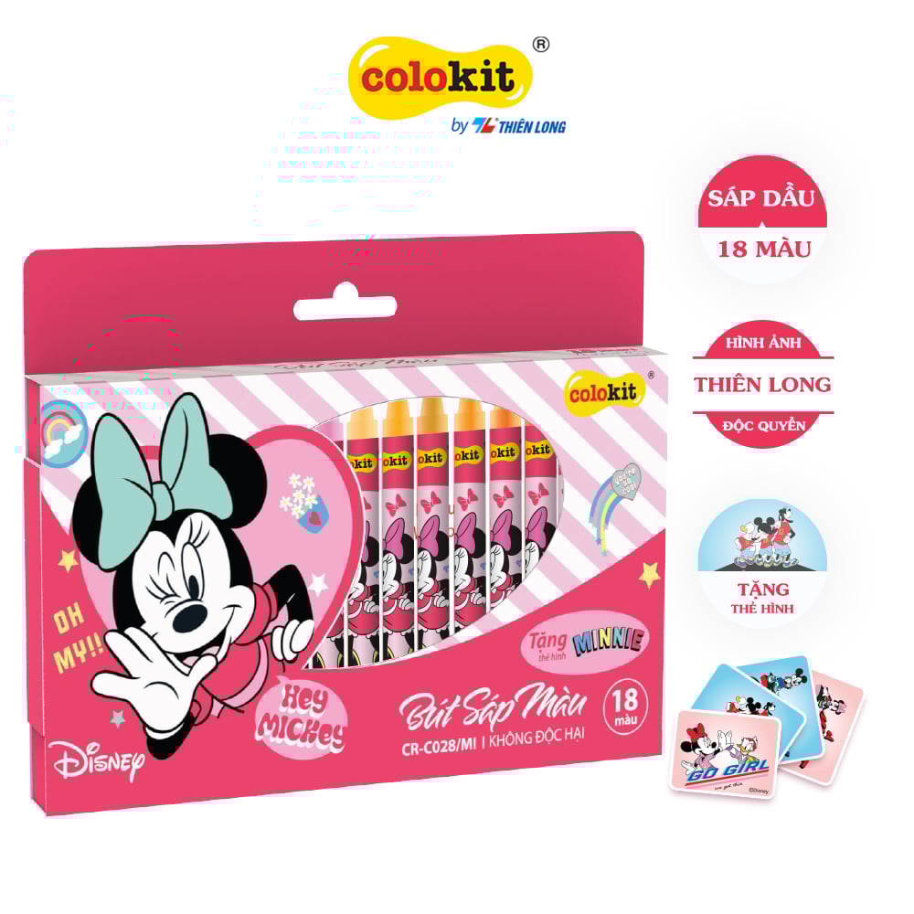 Bút sáp màu Thiên Long Disney Mickey CR-C028/MI- 18 màu