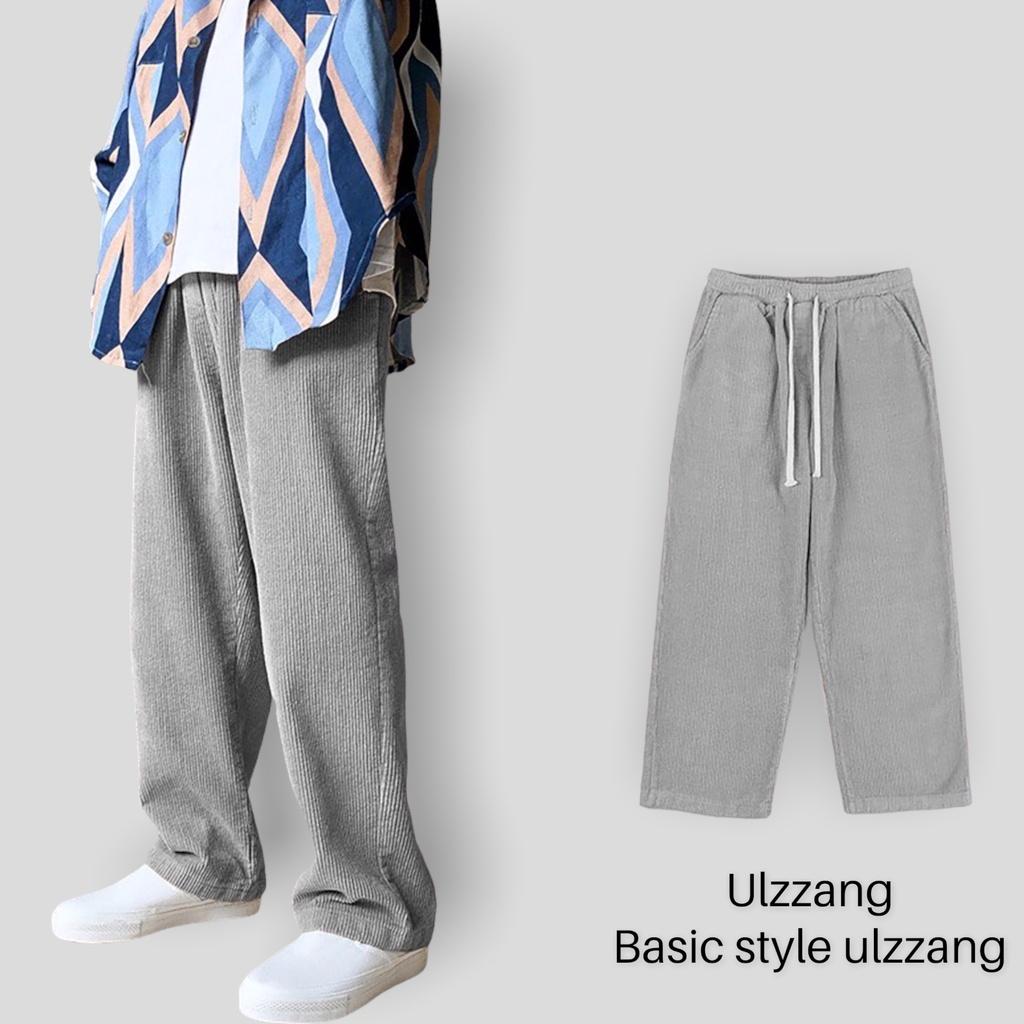 Quần baggy nhung tăm ống suông form rộng unisex nam nữ ulzzang