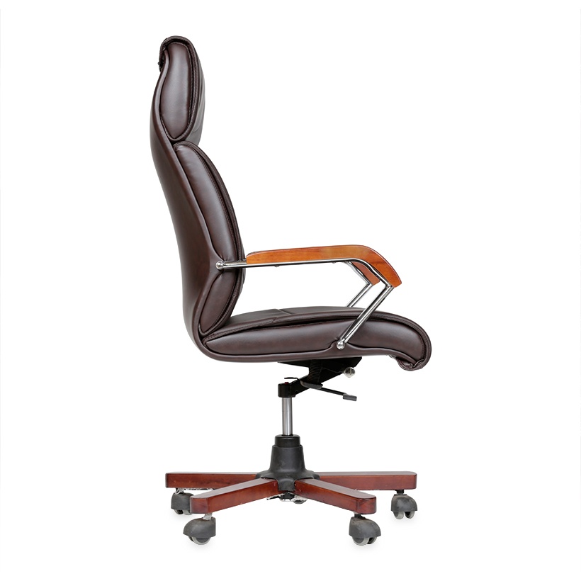 Ghế Giám Đốc Chân Gỗ Xoay Lưng Cao - Ngã Lưng Thư Giãn AZP-E105-NÂU - Hàng Nhập Khẩu