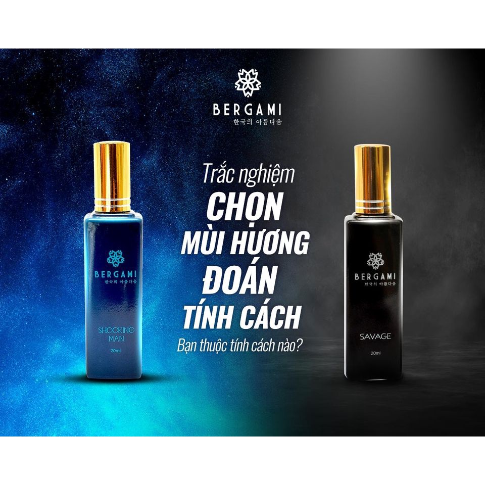 Bộ quà tặng nam giới nước hoa Nam chính hãng dạng xịt 2 chai, 3 tầng hương đột phá lưu hương 12h Bergami 35ml