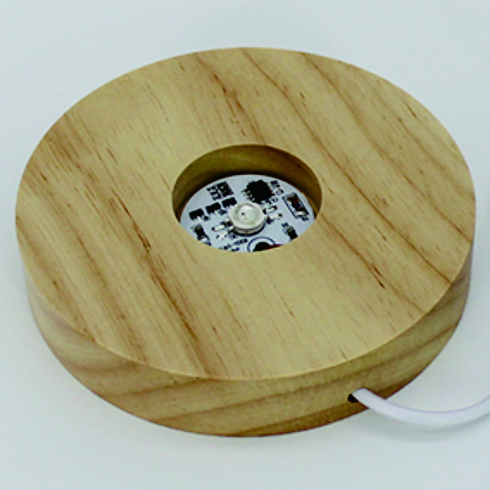 2X Wooden Round LED Light Base Display Stand Lamp for Crystals Ball Colorful