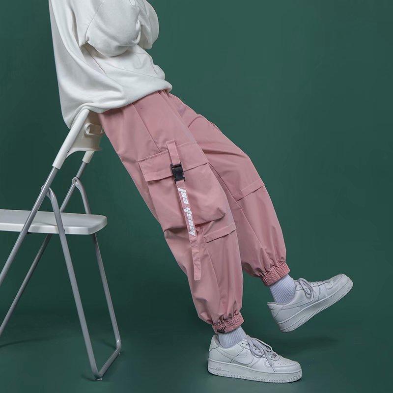 Quần thể thao ống rộng phối túi và dây ruy băng size S-3XL thời trang cá tính cho nam
