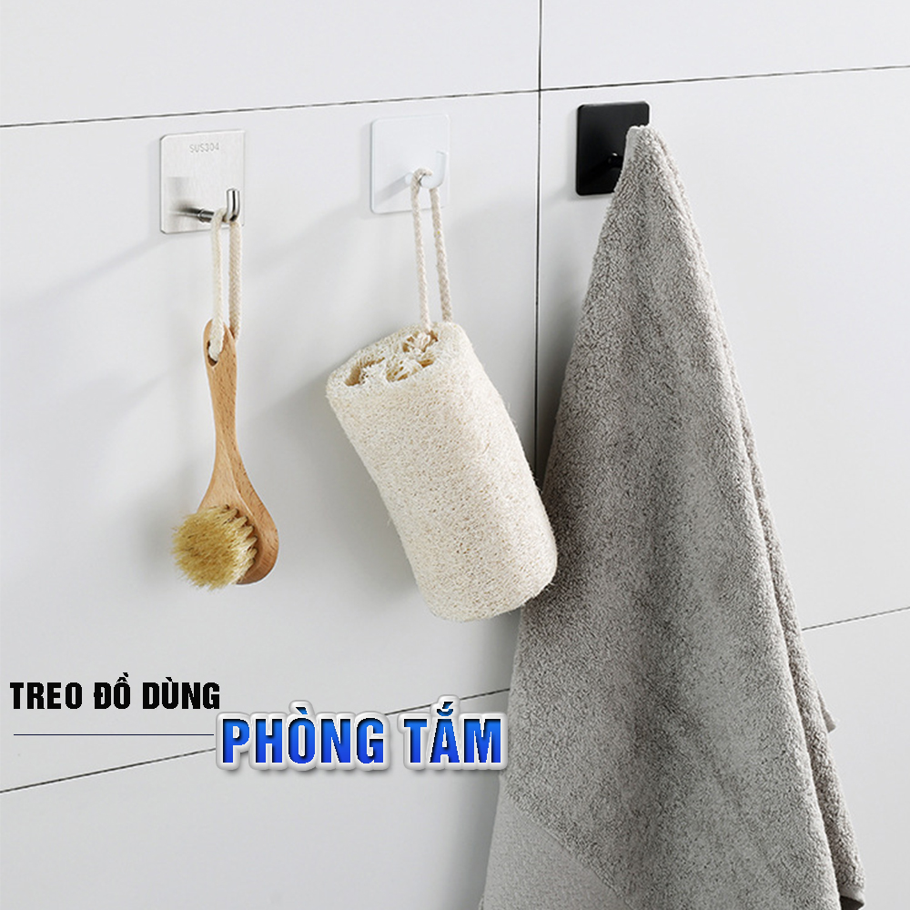 Combo 4 móc treo loại A1 màu đen, Inox 304, SUS304 dùng miếng dính dán tường không cần khoan, xắp xếp treo đồ đạc gọn gàng, tiết kiệm không gian, đồ dùng gia đình, Dan House 311-A1-4