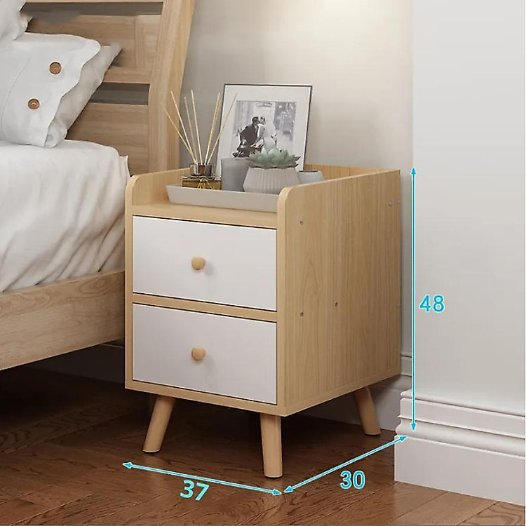 Tab Đầu Giường 2 Ngăn Kéo Phong Cách Bắc Âu Cao Cấp Trang Trí Phòng Ngủ Tủ Đầu Giường Gỗ MDF