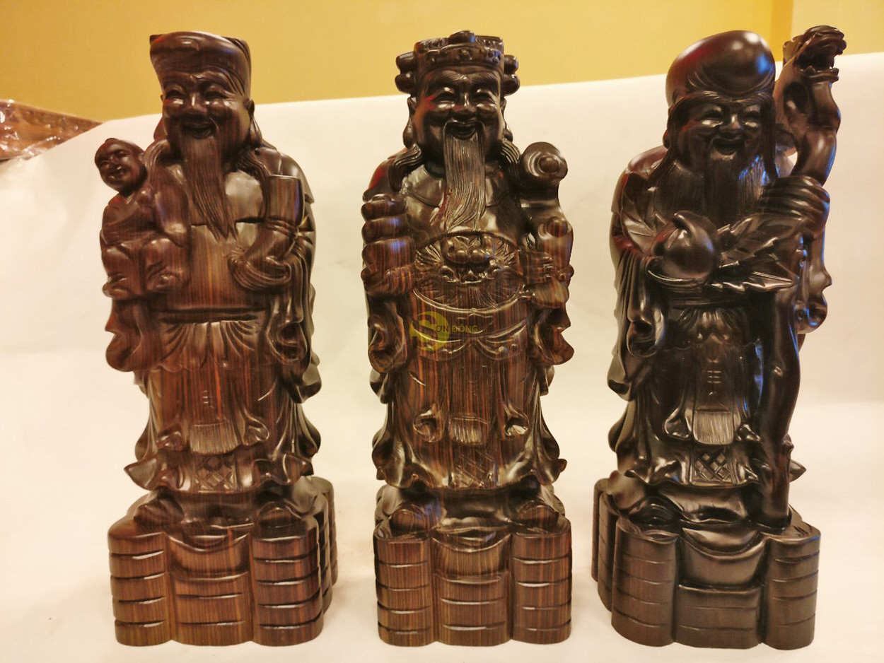 Tượng tam đa gỗ mun cao 40