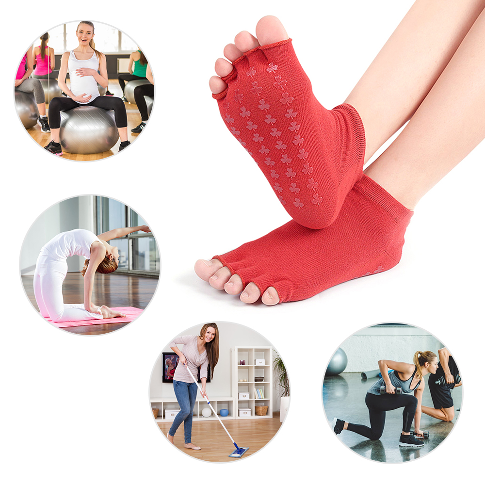 Vớ Yoga cotton hở ngón không trơn trượt, Vớ thể thao