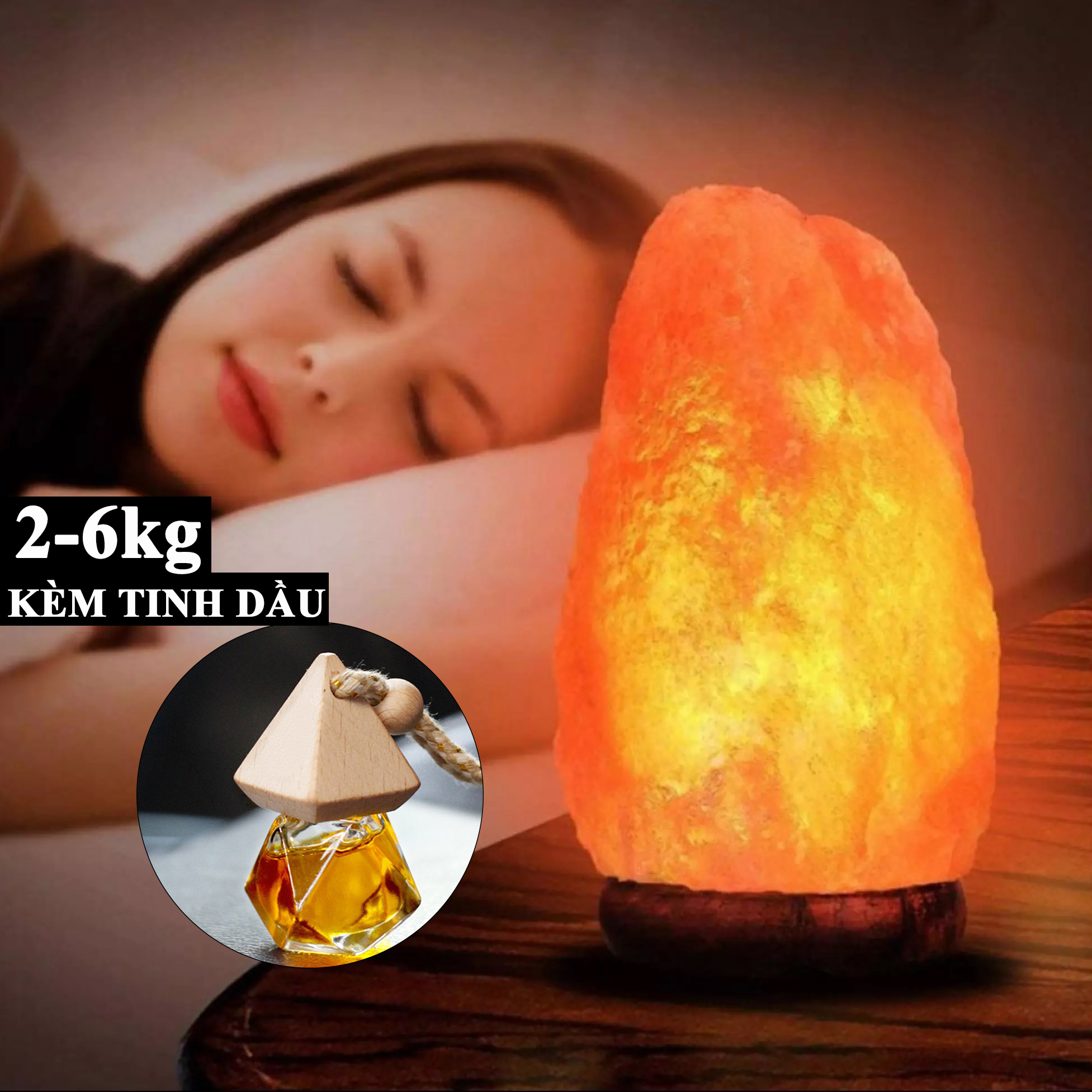 Đèn Đá Muối Himalaya Cỡ Lớn Nhập Khẩu, Kèm Chai Tinh Dầu Treo TIDAMO (Tự Chọn Mùi). Mẫu Đèn Đá Muối Tự Nhiên, Nhập Khẩu Pakistan, Vật Phẩm Phong Thủy, Trang Trí và Tốt Cho Sức Khỏe