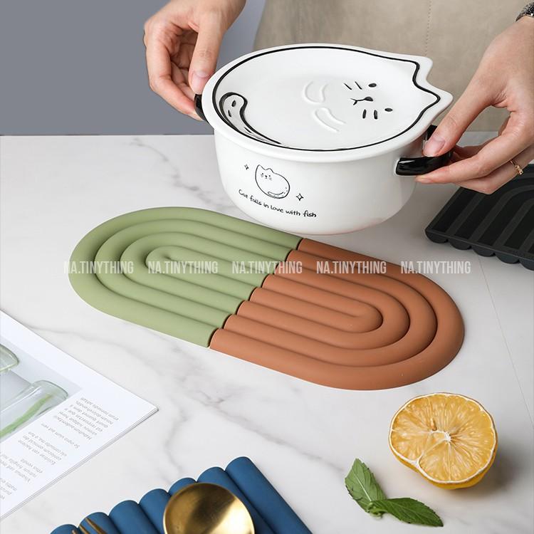 Tấm lót nồi, đế lót ly, miếng lót bàn ăn bằng Silicon cao cấp chống trơn cách nhiệt phong cách Hàn Quốc NA0052