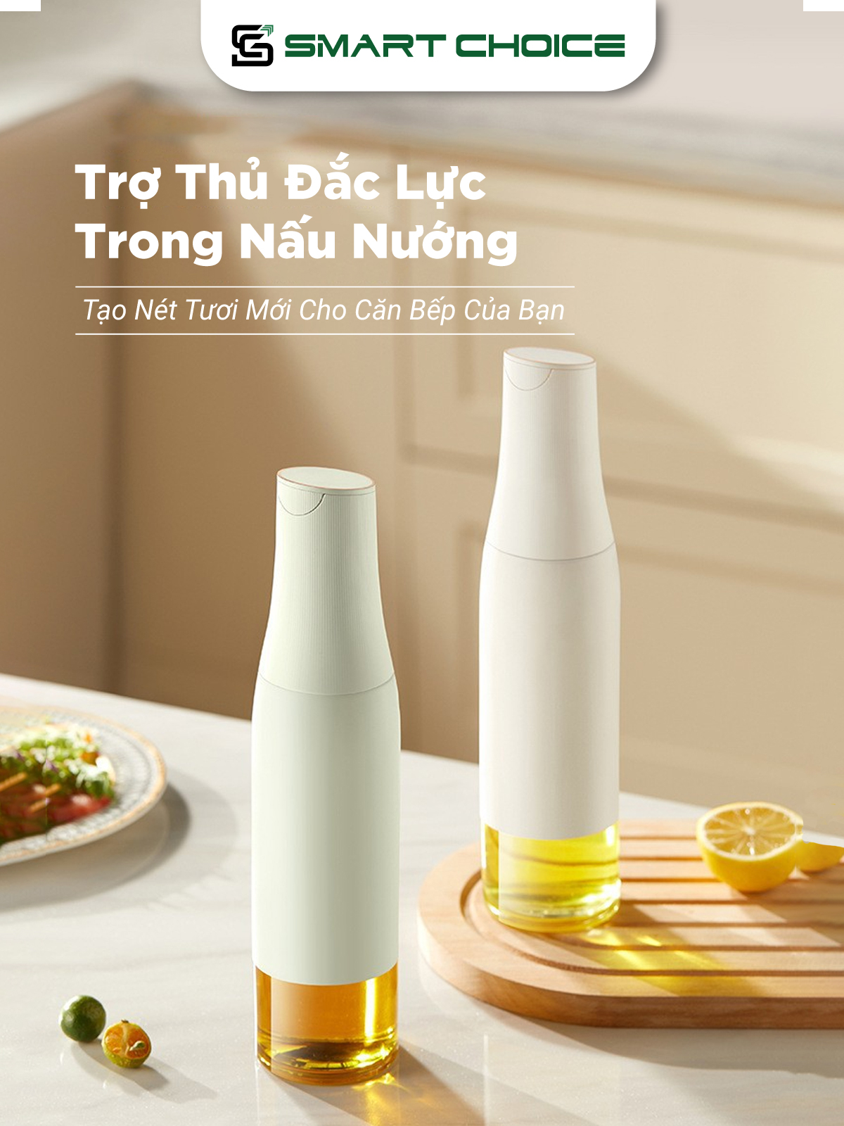 Bình Đựng Dầu Thuỷ Tinh SmartChoice Chính Hãng Đóng Mở Tự Động 2 Màu Cao Cấp SCG-PK130